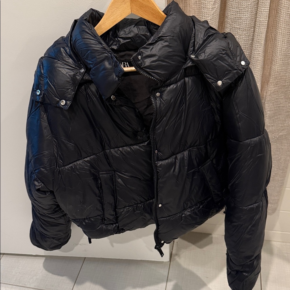 Zara Charcoal puffer Jacket worn once